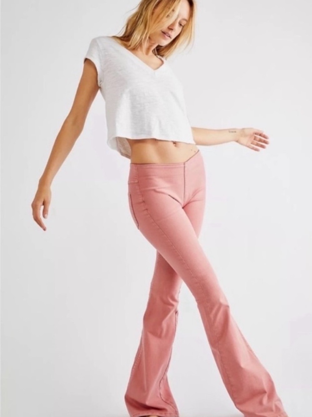Free People Dusty Rose Pull on Penny Corduroy Pants